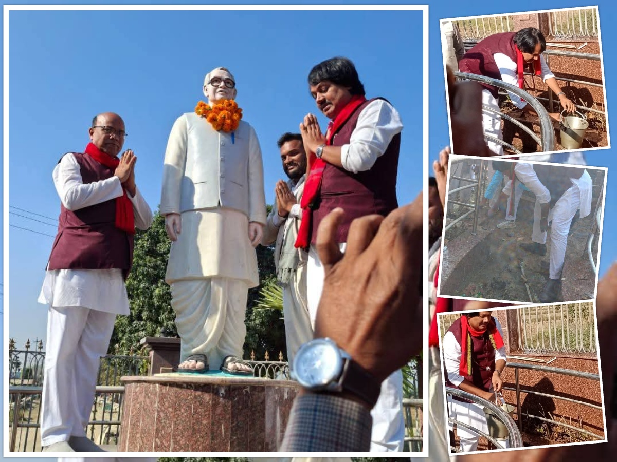 गजेन्द्र नारायण सिंहको स्मारकमा डा. सीके राउतद्वारा माल्यार्पण